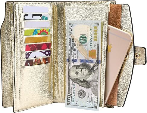 Itslife Women's RFID Blocking Large Capacity Leather Clutch Checkbook Wallet (Gold) in Kuwait