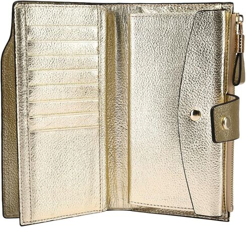 Itslife Women's RFID Blocking Large Capacity Leather Clutch Checkbook Wallet (Gold) in Kuwait
