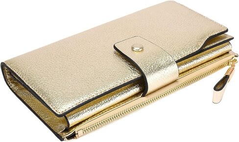 Itslife Women's RFID Blocking Large Capacity Leather Clutch Checkbook Wallet (Gold) in Kuwait