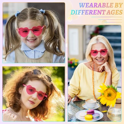 RTBOFY 12 Pack Heart Sunglasses Bulk, Heart Shaped Sunglasses with Transparent Candy Color for Women Party Favor in Saudi Arabia