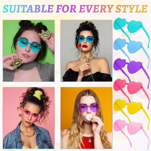 RTBOFY 12 Pack Heart Sunglasses Bulk, Heart Shaped Sunglasses with Transparent Candy Color for Women Party Favor in Saudi Arabia