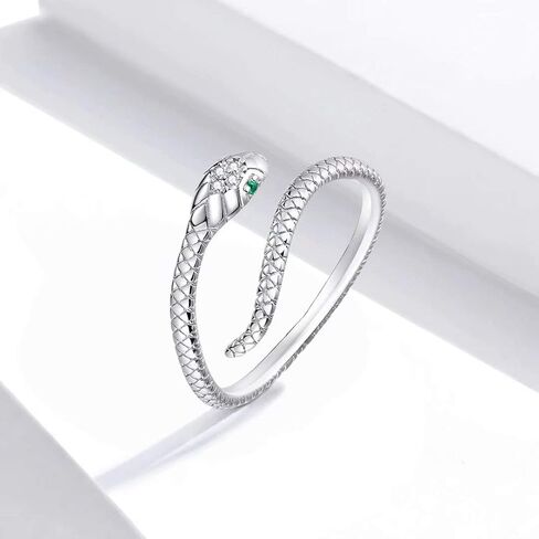 بريسنتسكي خاتم على شكل ثعبان قابل للتعديل للنساء من الفضة الاسترلينية، خاتم سليذرين، خاتم دراكو مالفوي بتصميم ثعبان، هدايا للرجال والنساء، مجوهرات قوطية عتيقة in Kuwait