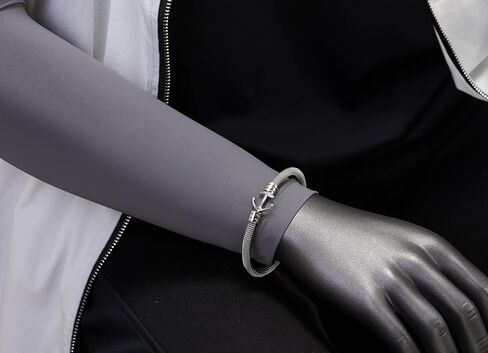 COOLSTEELANDBEYOND Unisex Thin Steel Marine Anchor Mesh Cable Bangle Bracelet for Men Women, Polished, Adjustable in Saudi Arabia