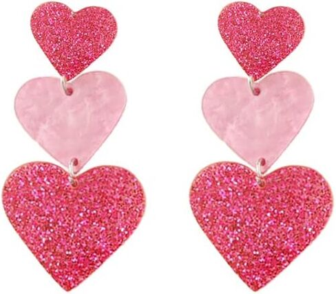 Taylor Pink Love Heart Dangle Earrings for Women Girls Acrylic Swiftie Peach Heart Drop Earrings Sparkly Heart Earrings Valentine's Day Jewelry Gifts in Saudi Arabia