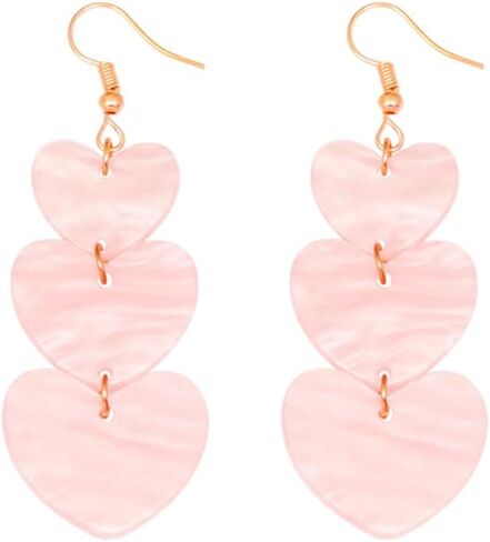 Taylor Pink Love Heart Dangle Earrings for Women Girls Acrylic Swiftie Peach Heart Drop Earrings Sparkly Heart Earrings Valentine's Day Jewelry Gifts in Saudi Arabia
