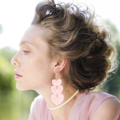 Taylor Pink Love Heart Dangle Earrings for Women Girls Acrylic Swiftie Peach Heart Drop Earrings Sparkly Heart Earrings Valentine's Day Jewelry Gifts in Saudi Arabia