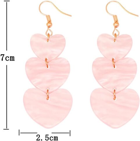 Taylor Pink Love Heart Dangle Earrings for Women Girls Acrylic Swiftie Peach Heart Drop Earrings Sparkly Heart Earrings Valentine's Day Jewelry Gifts in Saudi Arabia