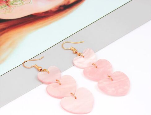 Taylor Pink Love Heart Dangle Earrings for Women Girls Acrylic Swiftie Peach Heart Drop Earrings Sparkly Heart Earrings Valentine's Day Jewelry Gifts in Saudi Arabia