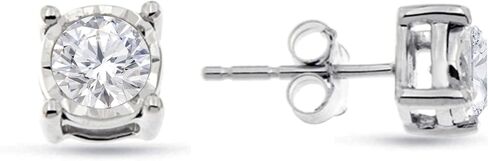 Natalia Drake 1/10-1/2 Cttw Round Brilliant Cut Diamond Stud Earrings for Women in 925 Sterling Silver Miracle Plate Color H-I/Clarity I1-I2 in Saudi Arabia