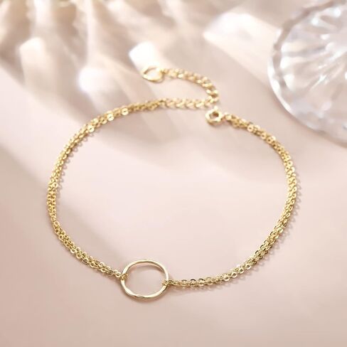 BRAYEG 14K Gold Plated Ankle Bracelets for Women, Handmade Dainty Adjustable Ankle Bracelets, Minimalist Summer Beach Gold Anklets for Women Jewelry in Kuwait