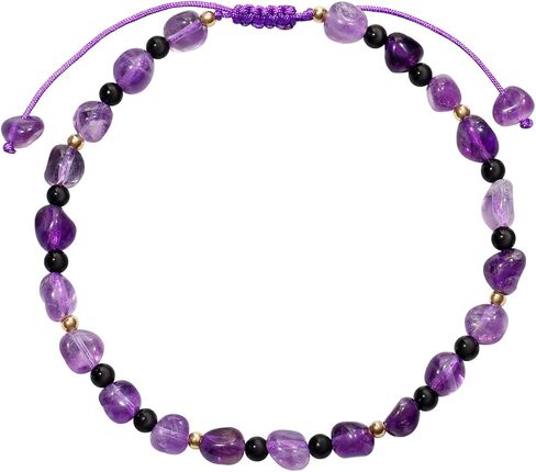 Jewever الأحجار الكريمة الطبيعية شفاء بلورات خلخال الحجارة أساور الكاحل للنساء ريكي القلق حجر اليوغا التأمل التوازن الصيف الشاطئ مجوهرات القدم (8.5 "-10") in Kuwait