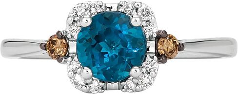 LeVian 14K Gold, Gemstone & 1/10 Cttw White/Brown Diamond Accent Halo Ring (G-H & Fancy Brown Color, VS2-SI1 & SI1-SI2 Clarity) - Choice of Stone in Saudi Arabia