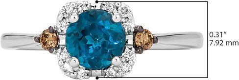 LeVian 14K Gold, Gemstone & 1/10 Cttw White/Brown Diamond Accent Halo Ring (G-H & Fancy Brown Color, VS2-SI1 & SI1-SI2 Clarity) - Choice of Stone in Saudi Arabia