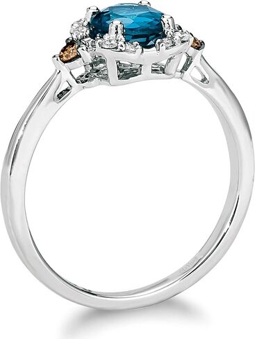 LeVian 14K Gold, Gemstone & 1/10 Cttw White/Brown Diamond Accent Halo Ring (G-H & Fancy Brown Color, VS2-SI1 & SI1-SI2 Clarity) - Choice of Stone in Saudi Arabia