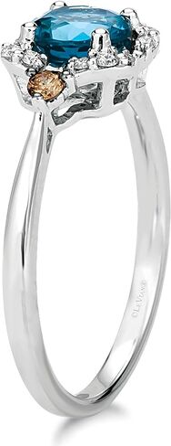 LeVian 14K Gold, Gemstone & 1/10 Cttw White/Brown Diamond Accent Halo Ring (G-H & Fancy Brown Color, VS2-SI1 & SI1-SI2 Clarity) - Choice of Stone in Saudi Arabia
