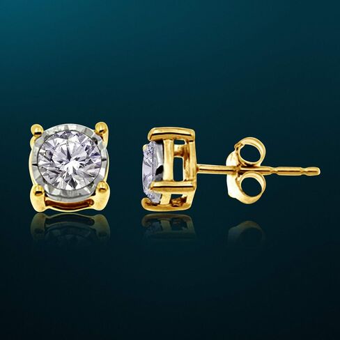 Natalia Drake 1/10-1/2 Cttw Round Brilliant Cut Diamond Stud Earrings for Women in 925 Sterling Silver Miracle Plate Color H-I/Clarity I1-I2 in Saudi Arabia