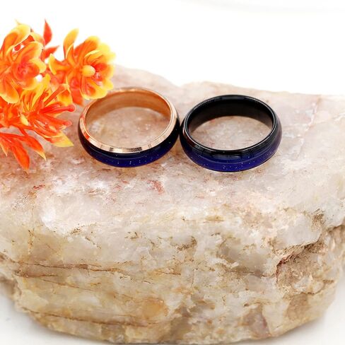 6mm Stainess Steel Band Temprature Sensitive Color Changing Mood Rings for Men Women, His Her Black Rose Gold Plated Anniversary Wedding Birthday Band Rings for Gilfriend Boyfriend Y1854 in Kuwait