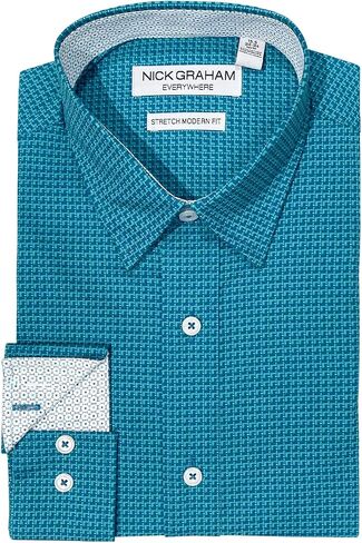 Nick Graham Long Sleeve Solid Traveler Dress Shirt for Men, Wrinkle Free Men’s Dress Shirt with Performance Fabric in Saudi Arabia