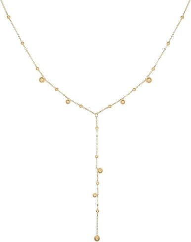 Cosfog Dainty Long Gold Y Necklaces for Women, Trendy Y Necklace Small Golden Ball 18k Gold Plated Beaded Drop Necklaces Simple Pendant Y-Shaped Choker Chain Jewelry Gift Wedding, Titanium Steel, in Kuwait
