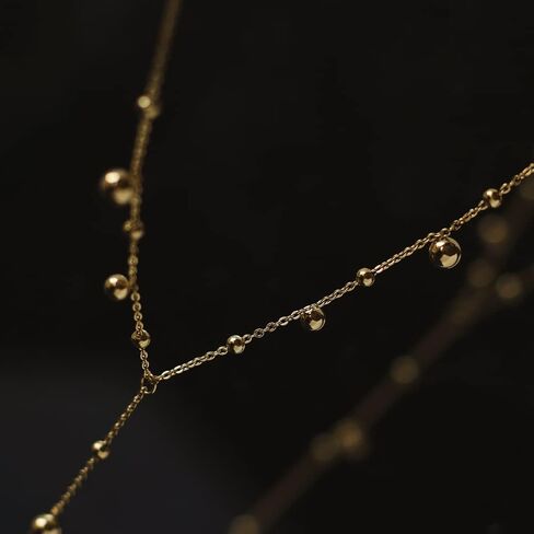 Cosfog Dainty Long Gold Y Necklaces for Women, Trendy Y Necklace Small Golden Ball 18k Gold Plated Beaded Drop Necklaces Simple Pendant Y-Shaped Choker Chain Jewelry Gift Wedding, Titanium Steel, in Kuwait