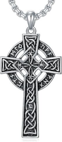 Cargari 925 Sterling Silver Cross Pendant Necklace for Men Women Amulet Necklace Protection Jewelry Religious Gifts with 22"+2" Rolo Chain(With Gift Box) in Saudi Arabia