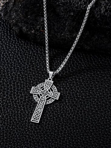 Cargari 925 Sterling Silver Cross Pendant Necklace for Men Women Amulet Necklace Protection Jewelry Religious Gifts with 22"+2" Rolo Chain(With Gift Box) in Saudi Arabia