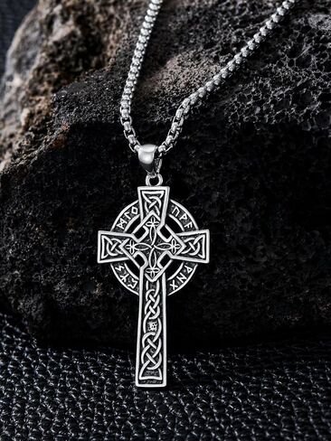 Cargari 925 Sterling Silver Cross Pendant Necklace for Men Women Amulet Necklace Protection Jewelry Religious Gifts with 22"+2" Rolo Chain(With Gift Box) in Saudi Arabia