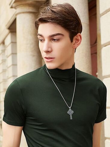 Cargari 925 Sterling Silver Cross Pendant Necklace for Men Women Amulet Necklace Protection Jewelry Religious Gifts with 22"+2" Rolo Chain(With Gift Box) in Saudi Arabia