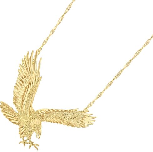 Ioka 14K Yellow Gold Eagle Charm Pendant with 1.5mm Singapore Chain Necklace in Saudi Arabia