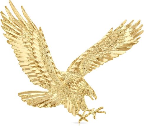 Ioka 14K Yellow Gold Eagle Charm Pendant with 1.5mm Singapore Chain Necklace in Saudi Arabia