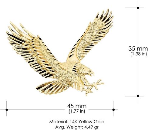 Ioka 14K Yellow Gold Eagle Charm Pendant with 1.5mm Singapore Chain Necklace in Saudi Arabia