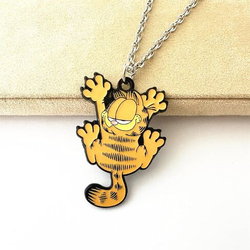 عقد جارفيلد بتصميم كرتوني من ديزان، مصنوع من خليط معدني من الزنك للبنات والنساء والرجال، من الزنك، بدون احجار كريمة in Kuwait