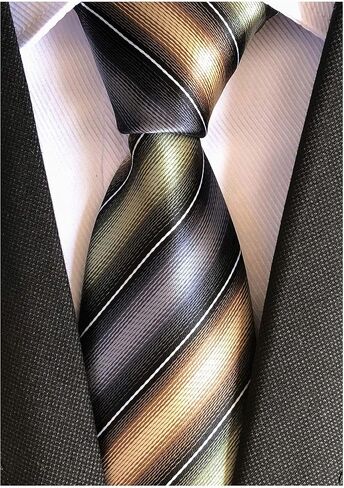Secdtie Men's Trendy Colorful Striped Silk Ties Jacquard Woven Wedding Neckties in Kuwait