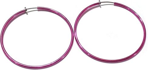 Clip-on Earrings Shiny Hot Pink Hoop Earrings Simple Thin 1.5 inch Hoops in Saudi Arabia