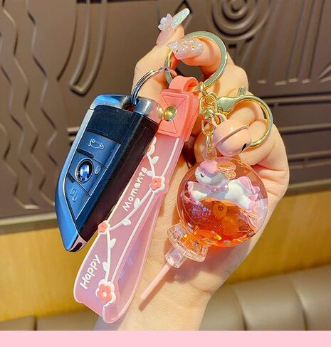 HSYHERE الفتيات النساء الإبداعية الجميلة العائمة يونيكورن مصاصة شكل زجاجة المفاتيح Keyrings حلقة رئيسية in Kuwait