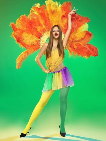 4 Pieces Mardi Gras Tights and Tutu Skirts Set Full Length Costume Leggings Purple Yellow Green Dance Tutu for Mardi Gras Party Costume Supplies in Saudi Arabia