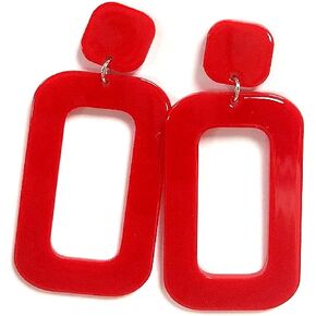 Vintage Minimalist Multicolor Acrylic Geometric Square Hollow Drop Dangle Neon Earrings Retro 80s Party Costume Accessory Jewelry for Women Girls in Kuwait