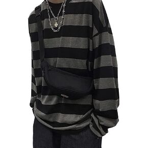 CERYIWER Women Harajuku Fashion Shirts Oversized Striped Color Block Tunic Tops Casual Long Sleeve Loose Clothes