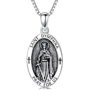 CEKAMA 925 Sterling Silver Patron Saint Michael/Christopher/Virgin Mary/Dymphna Oval Protection Medal Necklace with 22+2 Inches Chain Catholic Jewelry Graduation Birthday Christmas Gift for Men Women Boys Girls in Kuwait