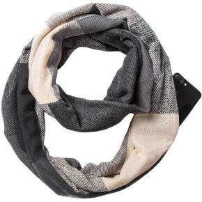 Lovacely Fashion Infinity Scarf Plaid & Tartan Lightweight Travel Scarves for Women Girls Ladies with Hidden Zipper Pocket