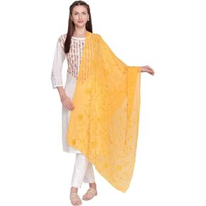 DUPATTA BAZAAR Woman's Embroidered Chiffon Dupatta.