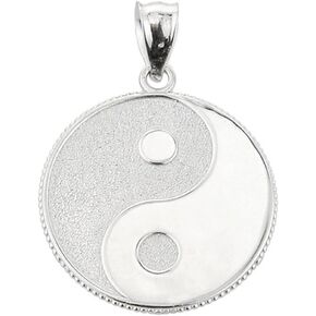 Good Luck Charms 925 Sterling Silver Milgrain-Edged Satin Finish Charm Yin and Yang Pendant