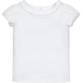 Hope & Henry Girls' Short Sleeve Flutter Sleeve Knit Top