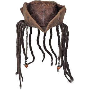 قبعة تريكورن قراصنة الكاريبي مع أقفال متدلية مطرزة in Kuwait