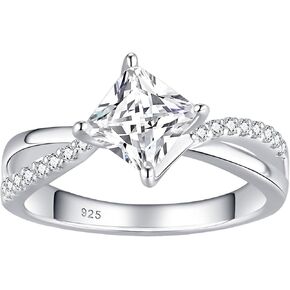 Newshe 1.0CT مويسانيتي خواتم للنساء خاتم الخطوبة والزفاف 925 فضة مستدير سوليتير وعد الزفاف تشيكوسلوفاكيا حجم 5-10 in Kuwait