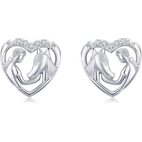 MEDWISE Hypoallergenic Silver Lucky Horse Stud Earrings for Girls Women 925 Sterling Silver Horse Gifts for Horse Lovers Jewelry