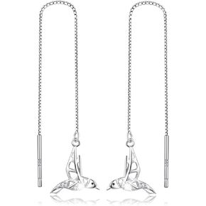 SOLOLIKE Hypoallergenic Hummingbird/Cat Threader Stud Earrings Snake Dangle Earrings for Women 925 Sterling Silver Cute Animal Drop Earrings Jewelry Gifts for Sensitive Ears