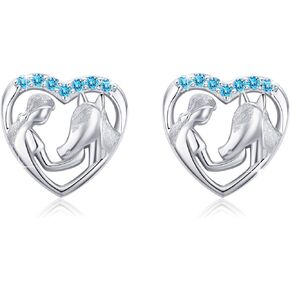 MEDWISE Hypoallergenic Silver Lucky Horse Stud Earrings for Girls Women 925 Sterling Silver Horse Gifts for Horse Lovers Jewelry