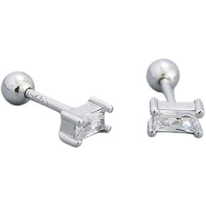 18G Tiny Rectangle Stud Earrings for Women Girls 925 Sterling Silver Hypoallergenic Minimalist Cute Small Studs Cartilage Tragus 3mm Ball Screw Back Dainty Birthstone Jewelry Gifts Christmas Birthday in Saudi Arabia
