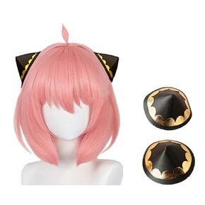 Spy X Family Anya Forger Cosplay Wig with 2 Hair Clips, Pink Wig with Hairpins Cosplay Costume, Anya Forger Cosplay Party Dress Up Props in Kuwait
